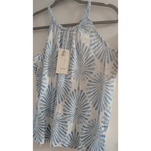 NEW Joie Linen Blend Tank Top Blue White Coastal Beach Vacation Small Breezy